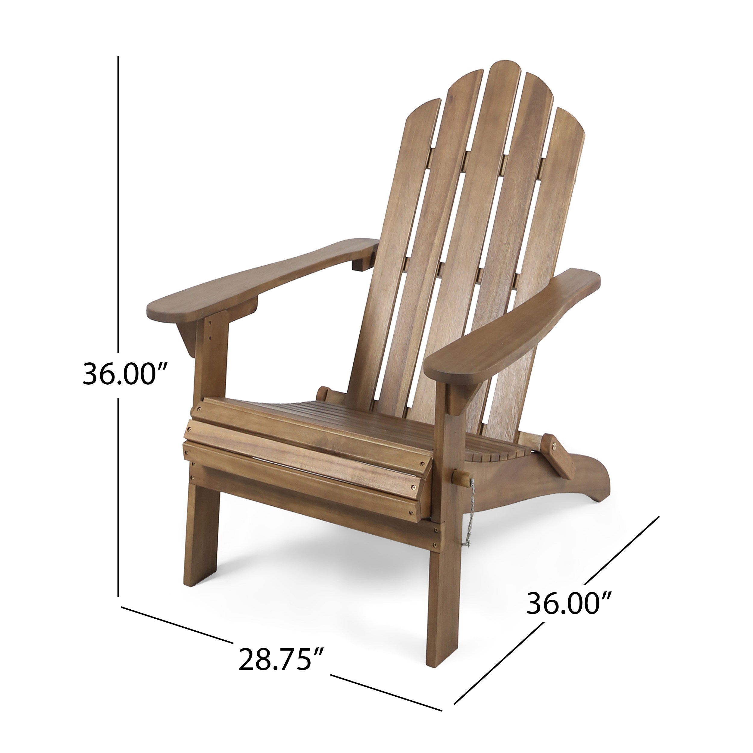 Cara Outdoor Acacia Wood Foldable Adirondack Chairs, Set of 2