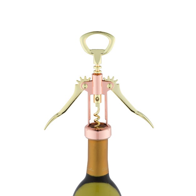 Twine Two tone Copper And Gold Winged Corkscrew Self Centering Worm Wine Bottle Opener Lever Arms Stainless Steel Set Of 1