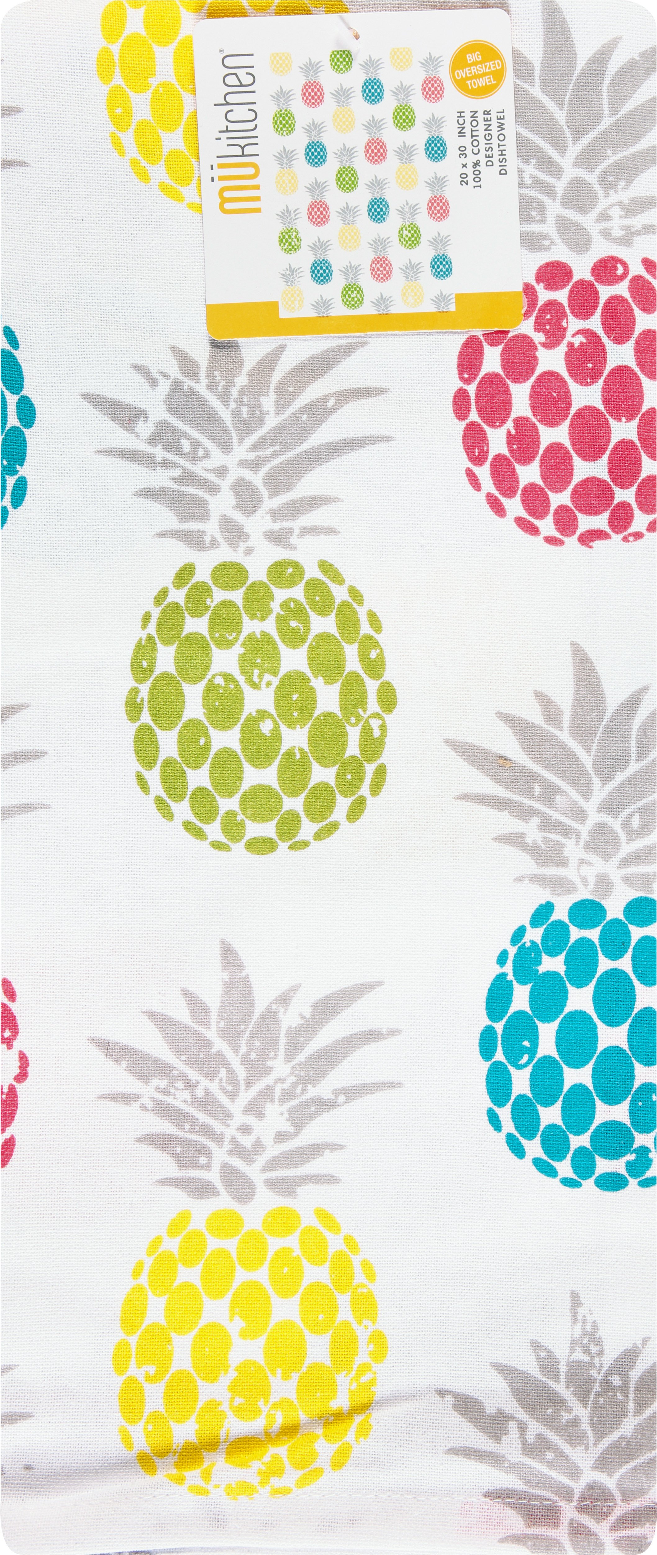 MUkitchen 100% Cotton Oversized Designer Kitchen Towel， Pineapple Medley - 20 x 30 inches