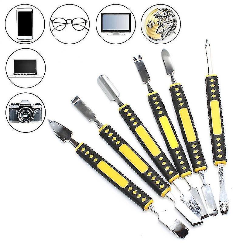 Metal Crowbar 6-piece Set Small Metal Spudger Pry Opening Repair Tools Kit For Mobile Phone Metal Crowbar Pry Bar Dropshipping