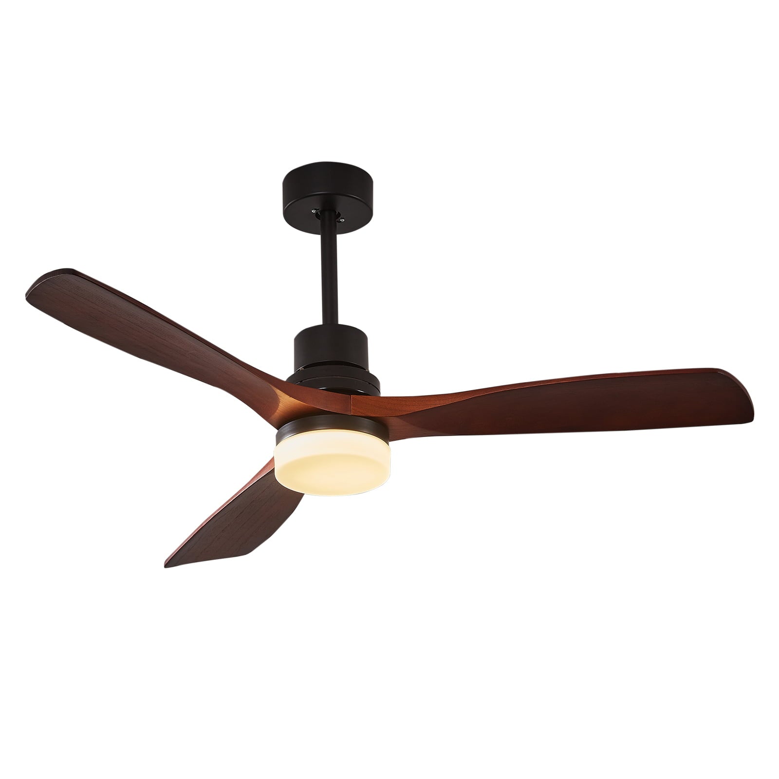 ExBrite 52 inch Integrated LED Indoor Black & Cherry Ceiling Fan with Light and Remote Control