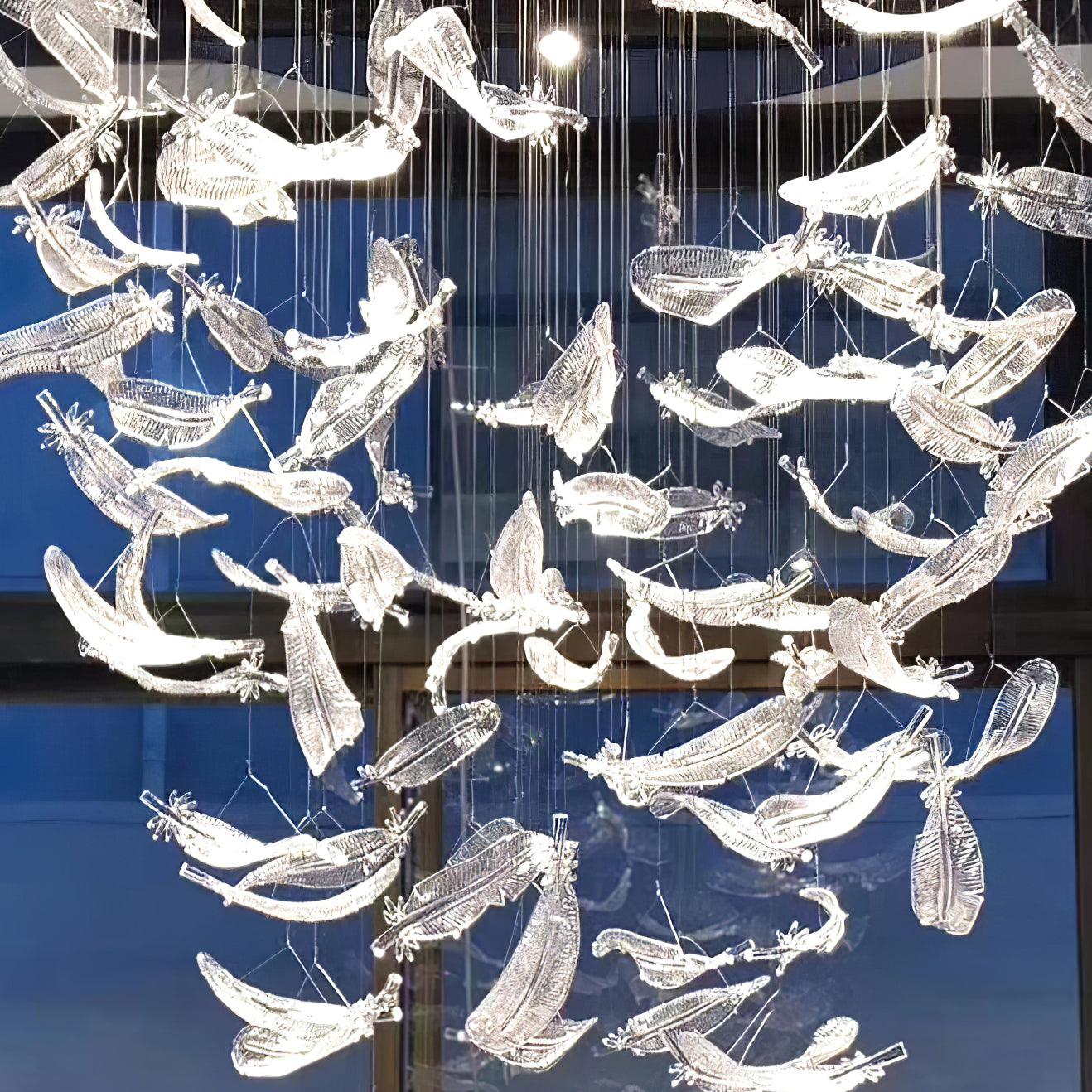 Glass Feathers Flying Chandelier