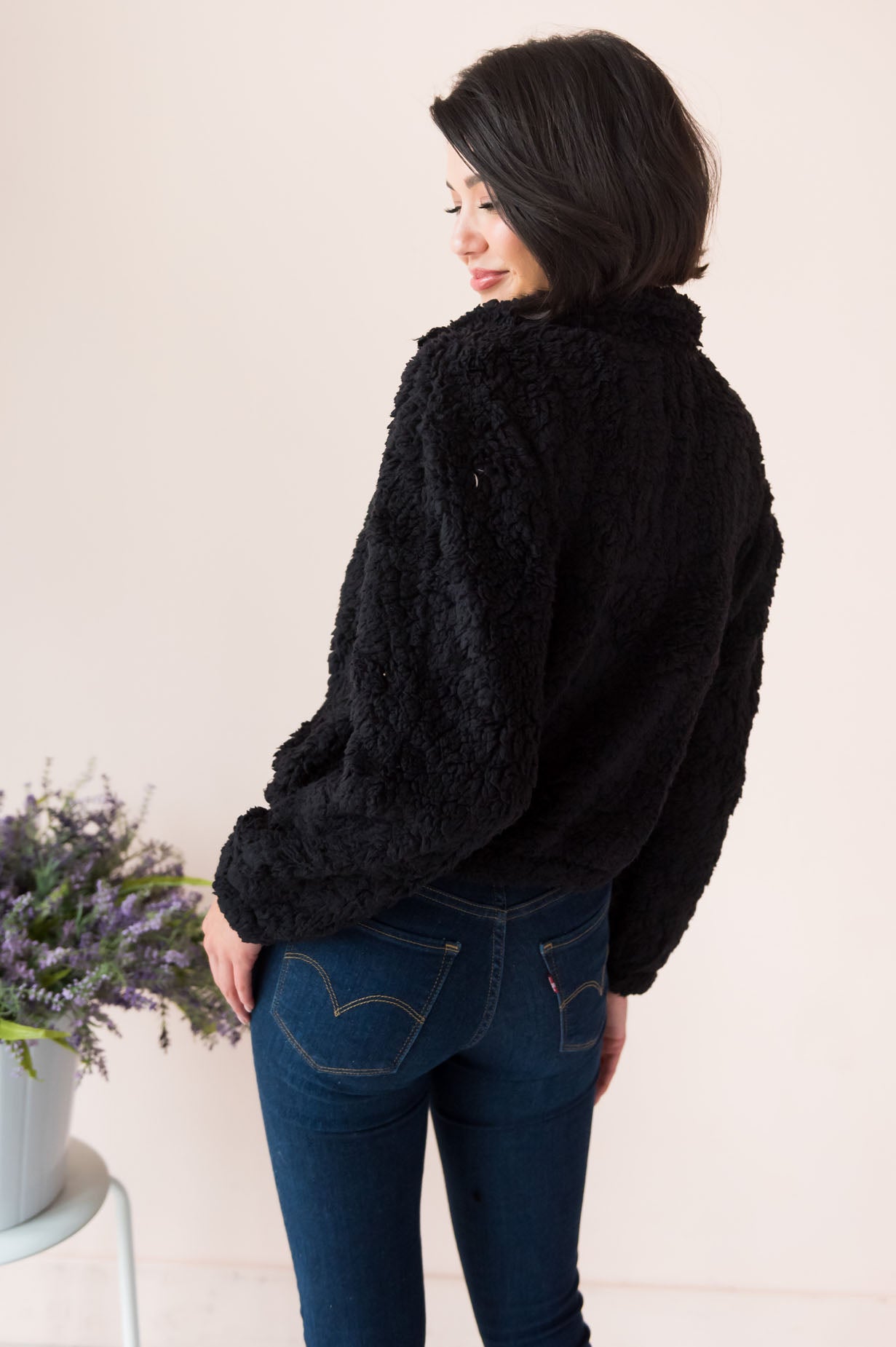 Let's Get Cozy Modest Fuzzy Zip Up Jacket