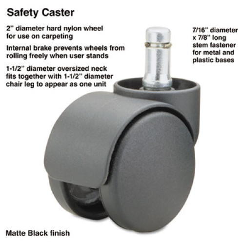 Master Caster Safety Casters，Oversize Neck， Nylon， B Stem， 110 lbs/Caster， 5/Set (64235)