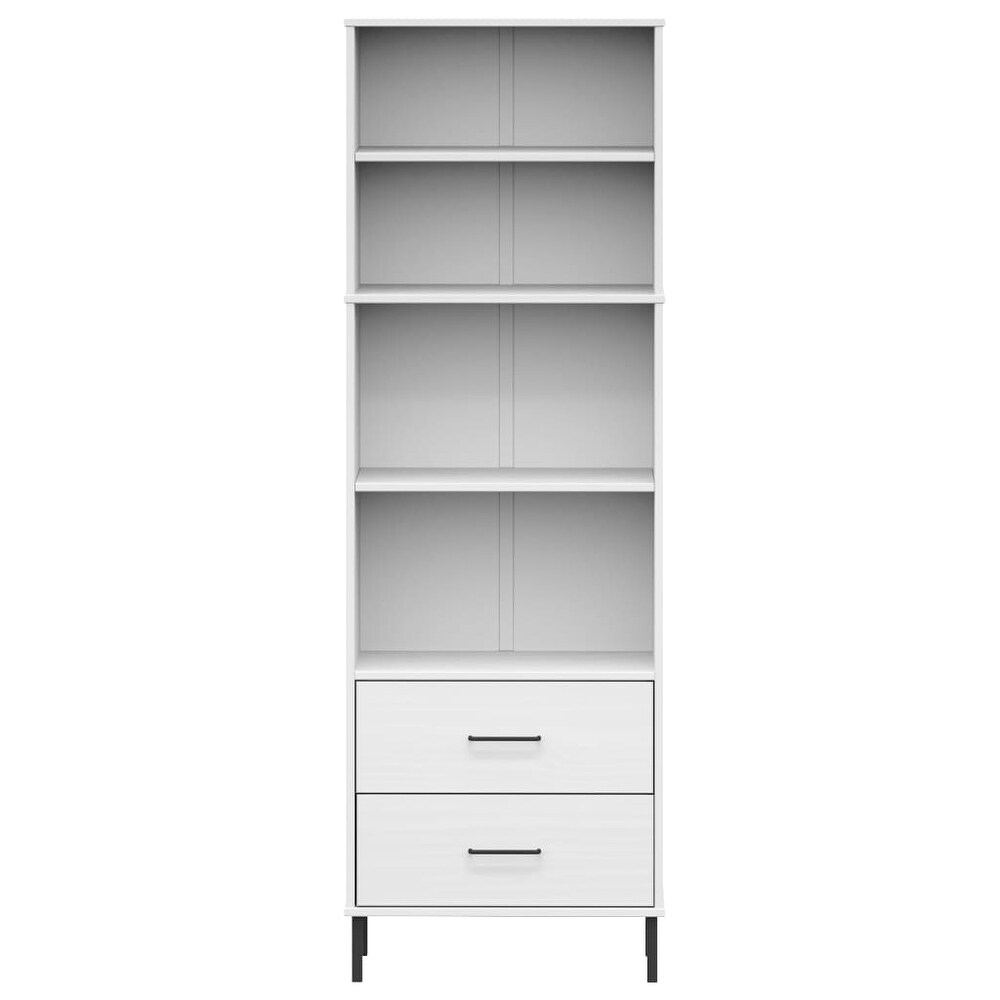 vidaXL Bookshelf Book Cabinet with 2 Drawers Storage Cabinet OSLO Solid Wood   23.6\