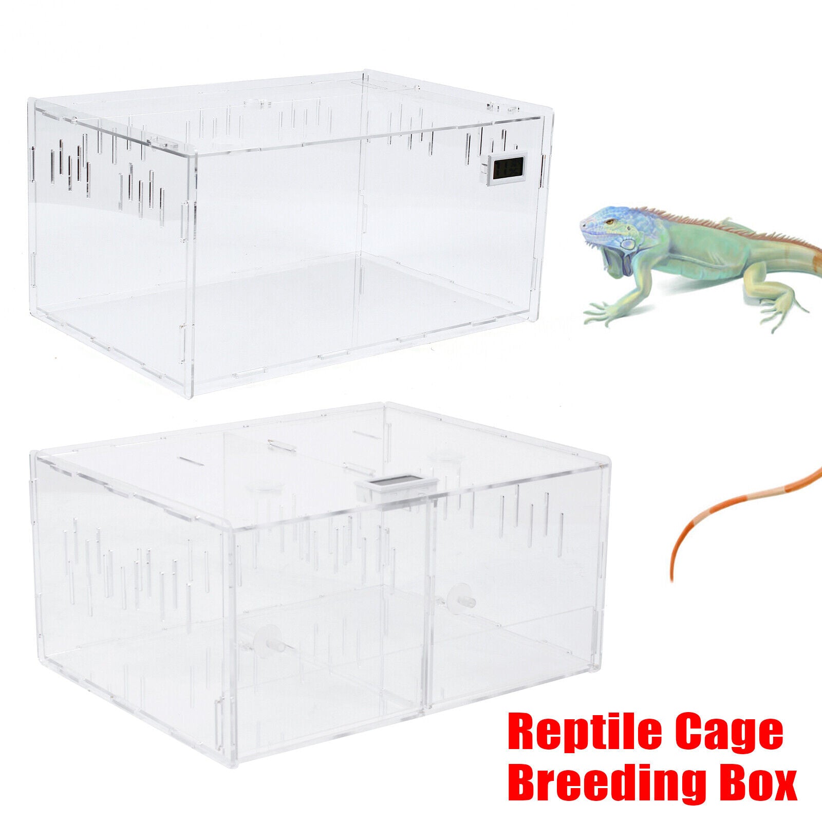 Miumaeov Climbing Pet Box Acrylic Reptile Tank Terrarium Clear Grids Spiders Lizard Breeding Box Clear Acrylic Pet Reptile Terrarium Habitat Turtle Cage Balcony