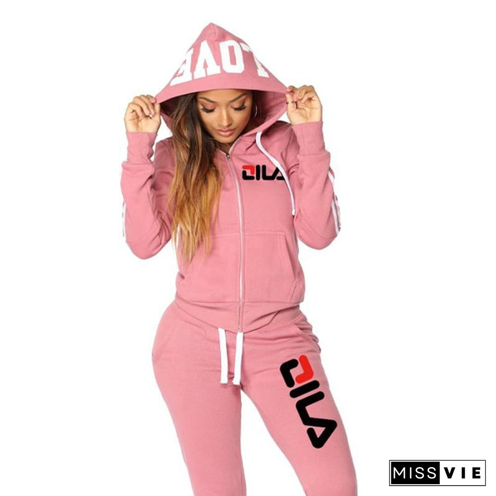 Women's Fashion Outdoor Casual Sweat Suits Printed Tracksuits Classic Jackets And Trousers Two Piece Outfits 3 Color..