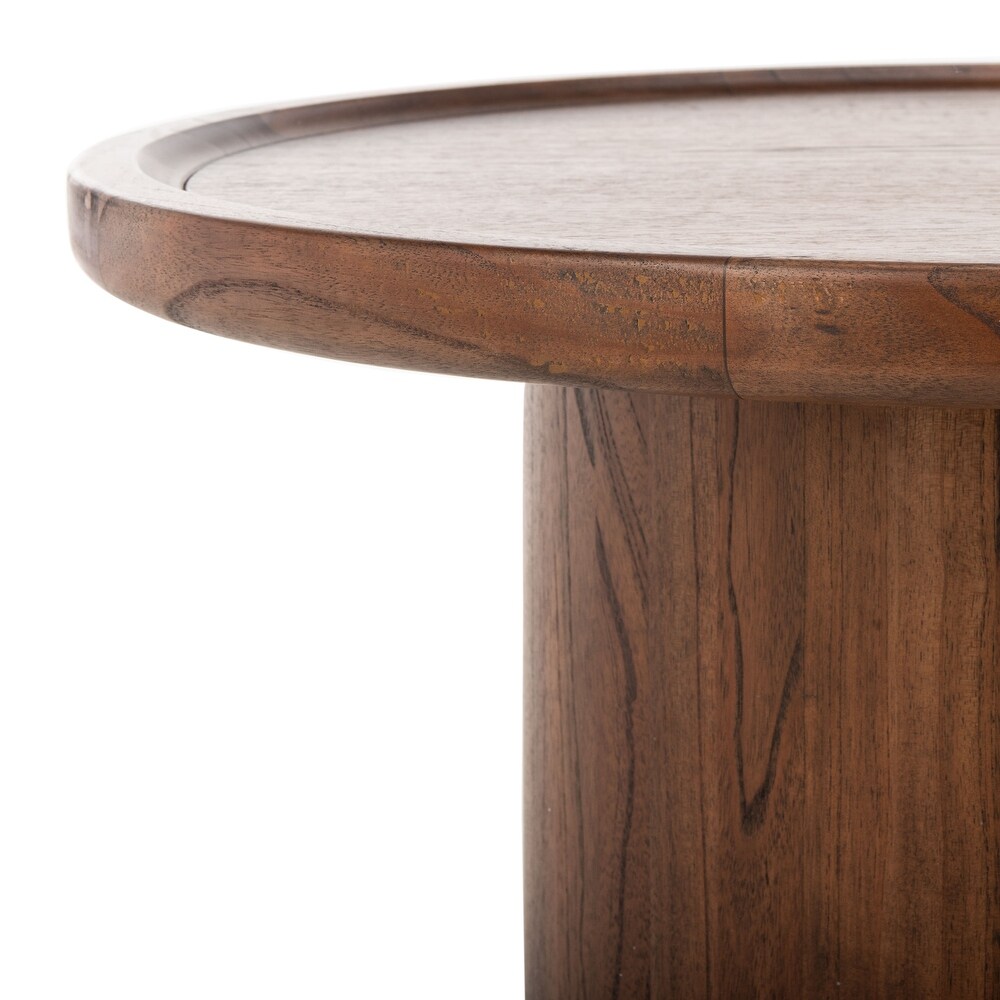 SAFAVIEH Devin Round Pedestal Coffee Table   Dark Oak   28\