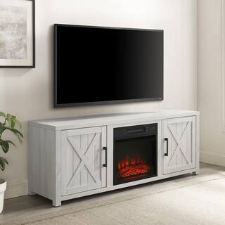 CROSLEY FURNITURE Gordon 58 in. Whitewash TV Stand Fits TV's up to 65 in. with Fireplace KF100758WW