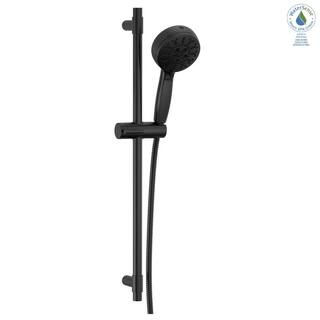 Delta 7-Spray Patterns 4.5 in. Wall Mount Handheld Shower Head 1.75 GPM with Slide Bar and Cleaning Spray in Matte Black 51584-BL