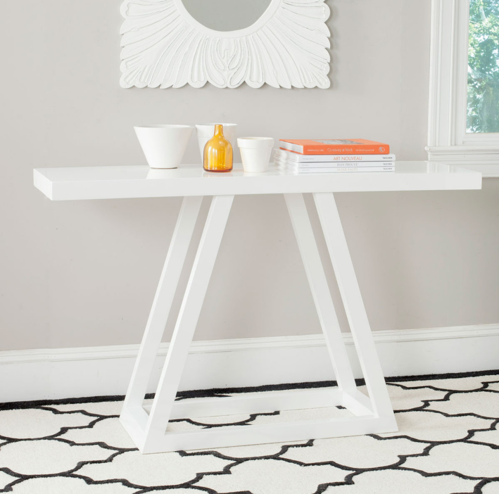 Tiffani Modern Scandinavian A Line Lacquer Console  White   Contemporary   Console Tables   by Rustic Home Furniture Deco  Houzz