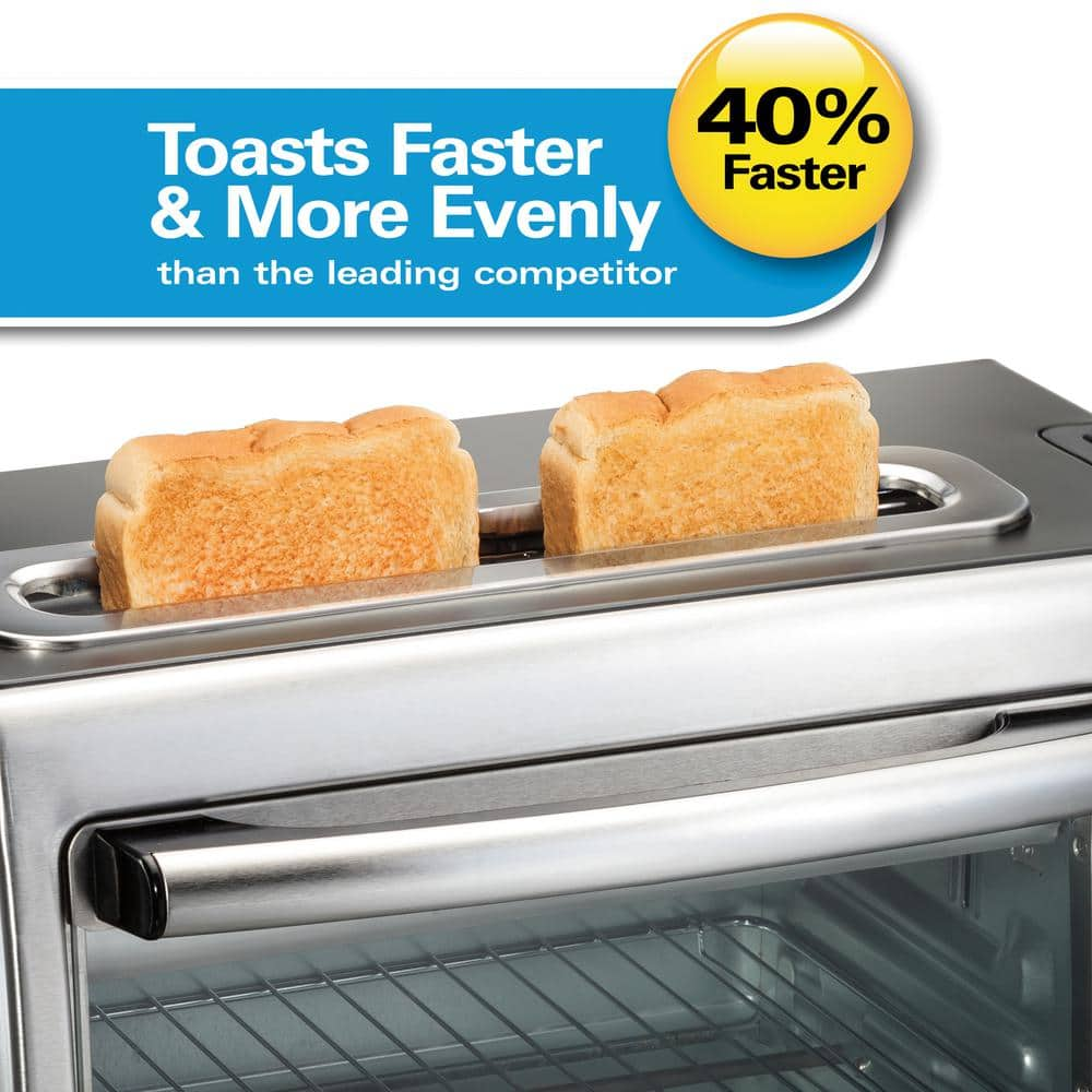 Hamilton Beach 2 in 1 1450 W 4-Slice Silver Toaster Oven with 2-Slice Toaster Slots 31156