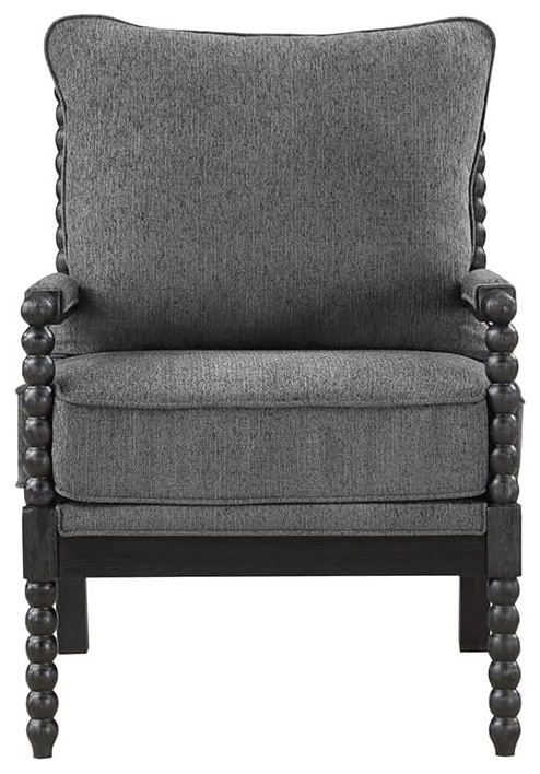 Traditional Accent Chair  Spindle Wooden Frame  ampCushioned Arms   Traditional   Armchairs And Accent Chairs   by Decor Love  Houzz