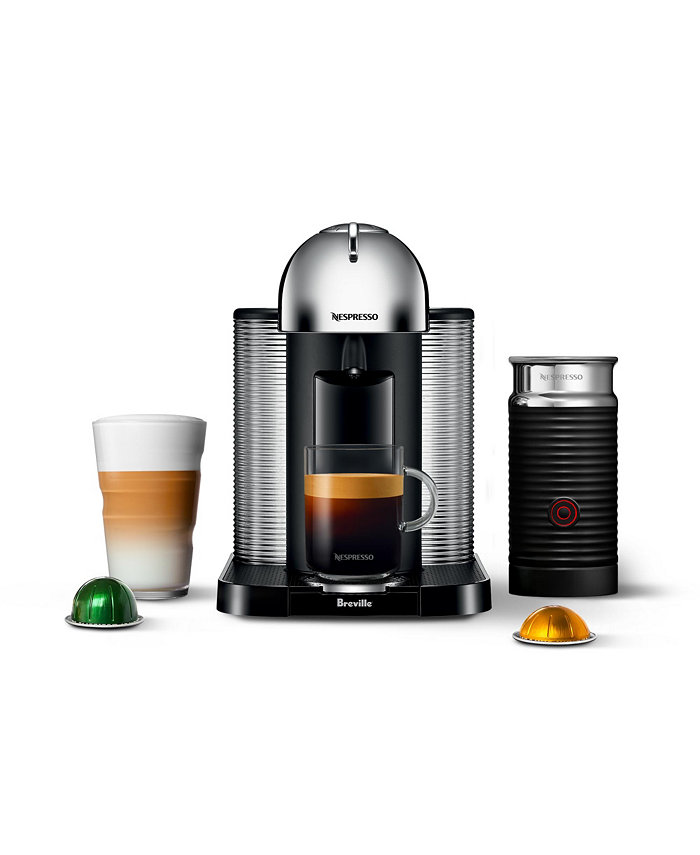 Nespresso Vertuo Coffee and Espresso Machine by Breville Chrome with Aeroccino Milk Frother