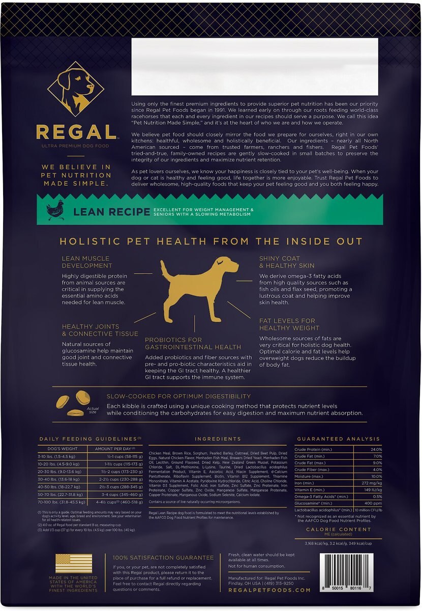 Regal Pet Foods Lean Recipe Dry Dog Food