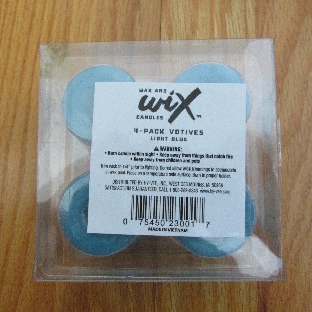 WAX AND WIX 4 PACK VOTIVE CANDLES LIGHT BLUE UNSCENTED NEW