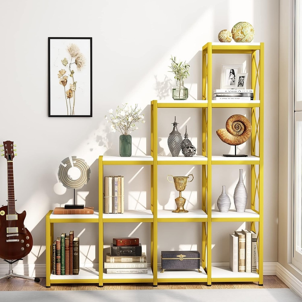 PAKASEPT 14 Shelves Bookshelf  Ladder Corner Bookshelf