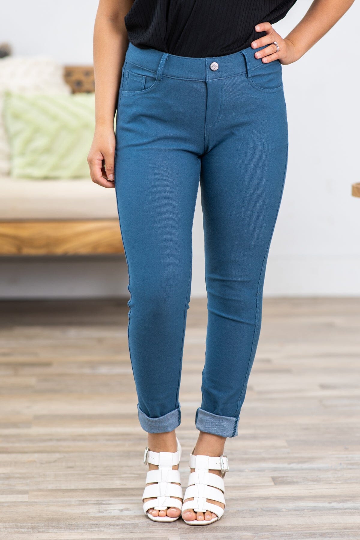 Teal Skinny Fit Jeggings