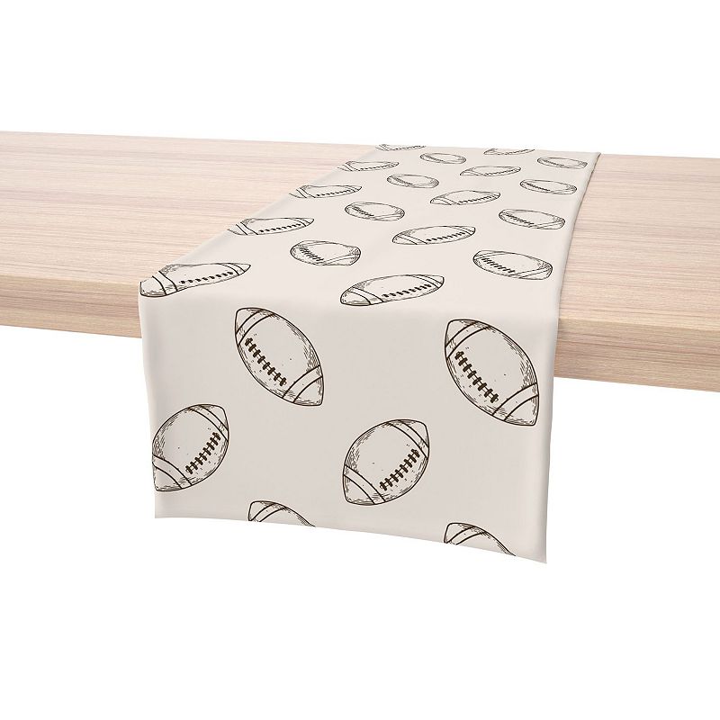 Table Runner， 100% Cotton， 16x90， Football Sketch