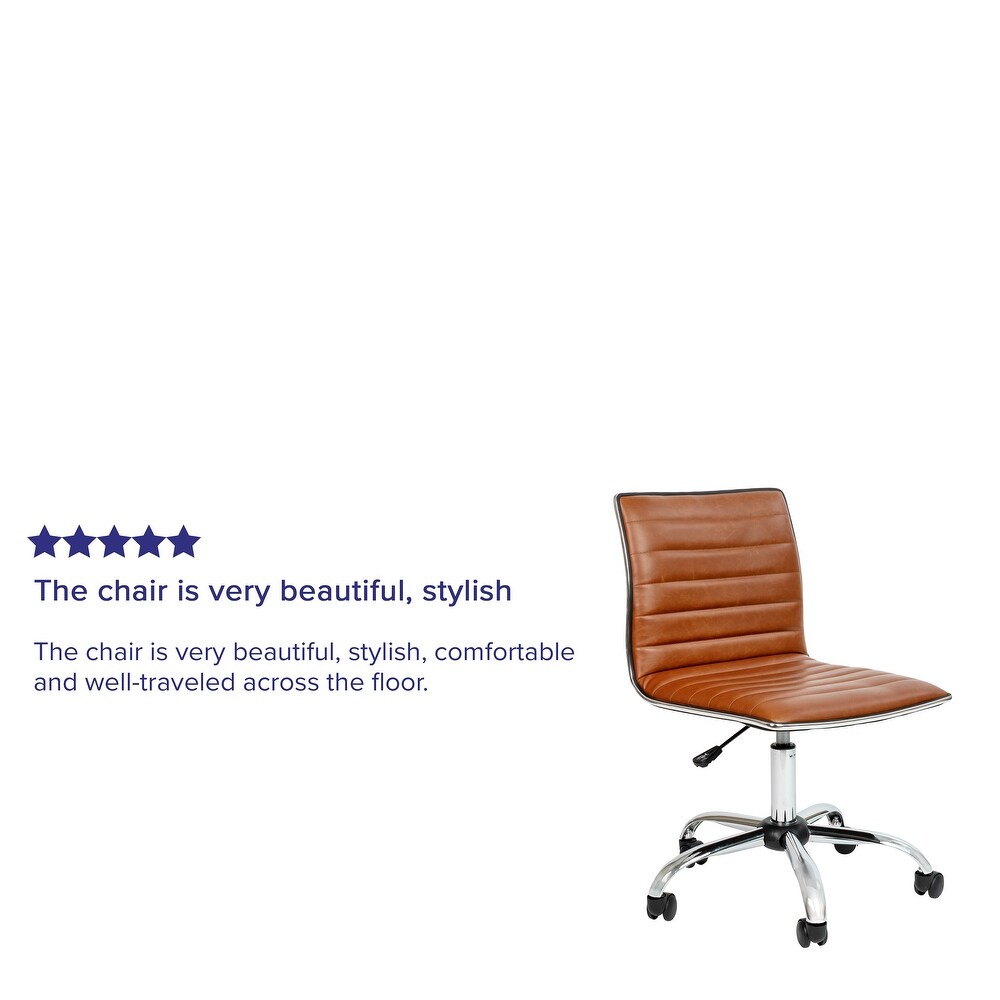 Low Back Designer Armless Ribbed Swivel Task Office Chair