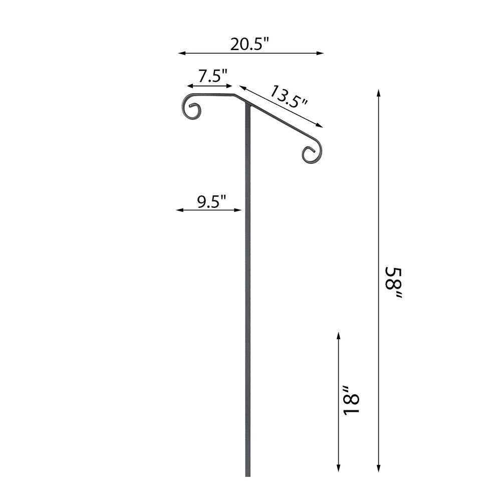 VEVOR Single Post Handrail Wrought Iron Post Fits 1 or 2 Steps Handrails for Outdoor Steps Gray LTFSSHSWDZJSFS001V0