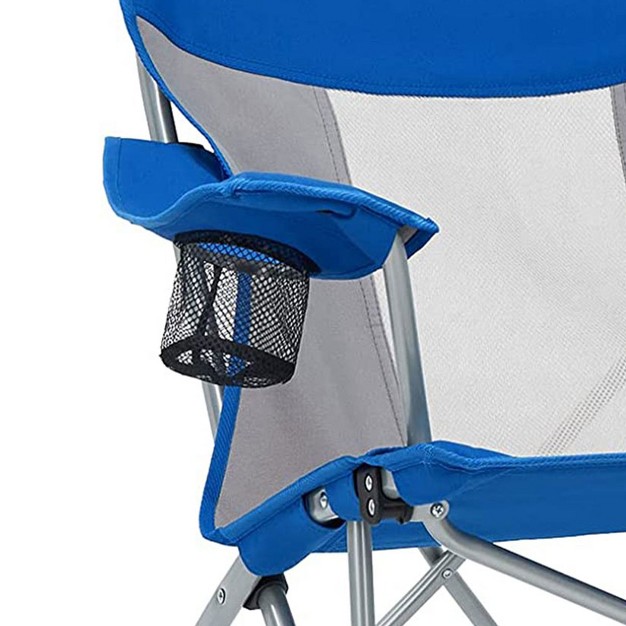 Kingcamp Mesh Oversized Outdoor Folding Lounge Chair With Cupholder And Carry Bag For Camping Sporting Events Or Tailgating Blue grey