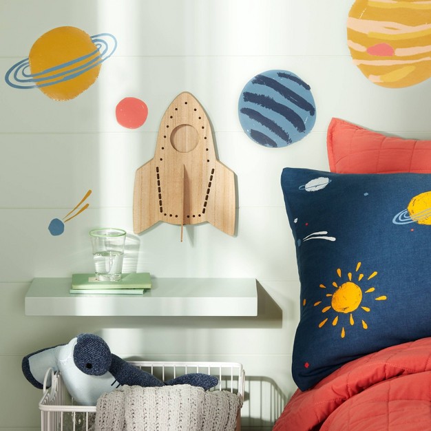 Rocket Wood Lit Kids x27 Wall Decor