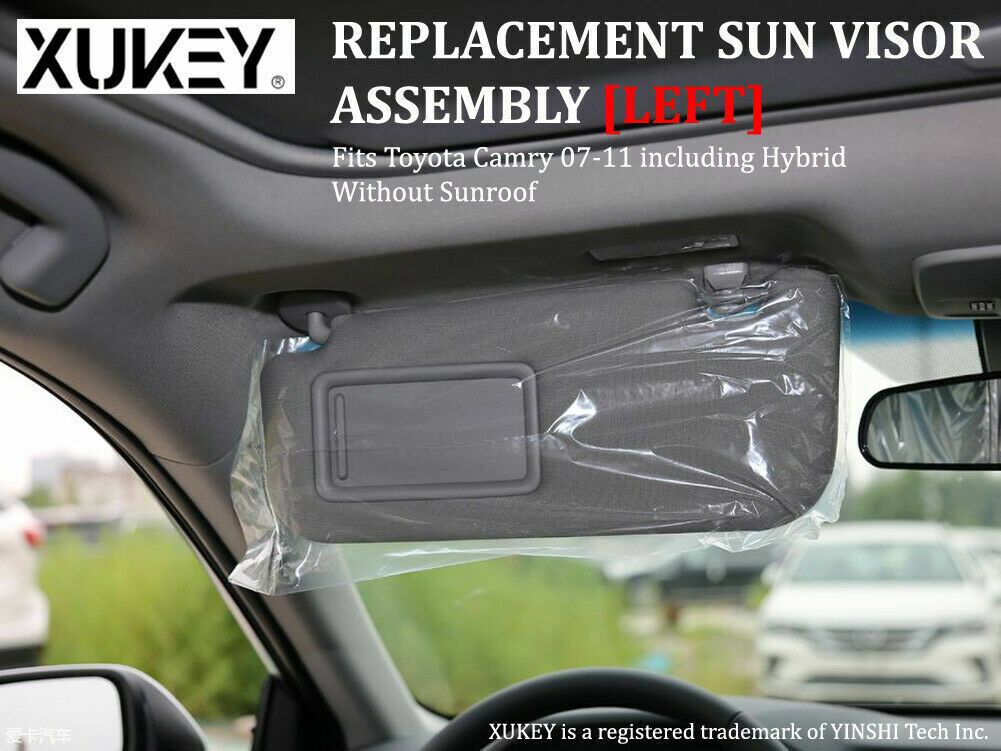 For Toyota Camry 2007-2011 Left Driver Side Sun Visor Without Sunroof Gray Clip