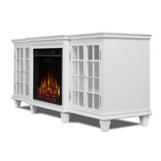 Real Flame Marlowe 70 in. Freestanding Electric Fireplace TV Stand in White 2770E-W