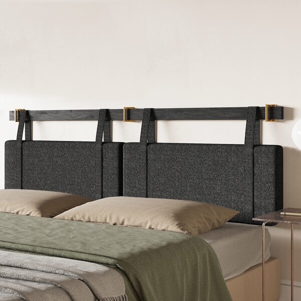 BELLEZE Wall Mounted Linen Headboard for Queen Size Bed w/ Hooks - - 37824580