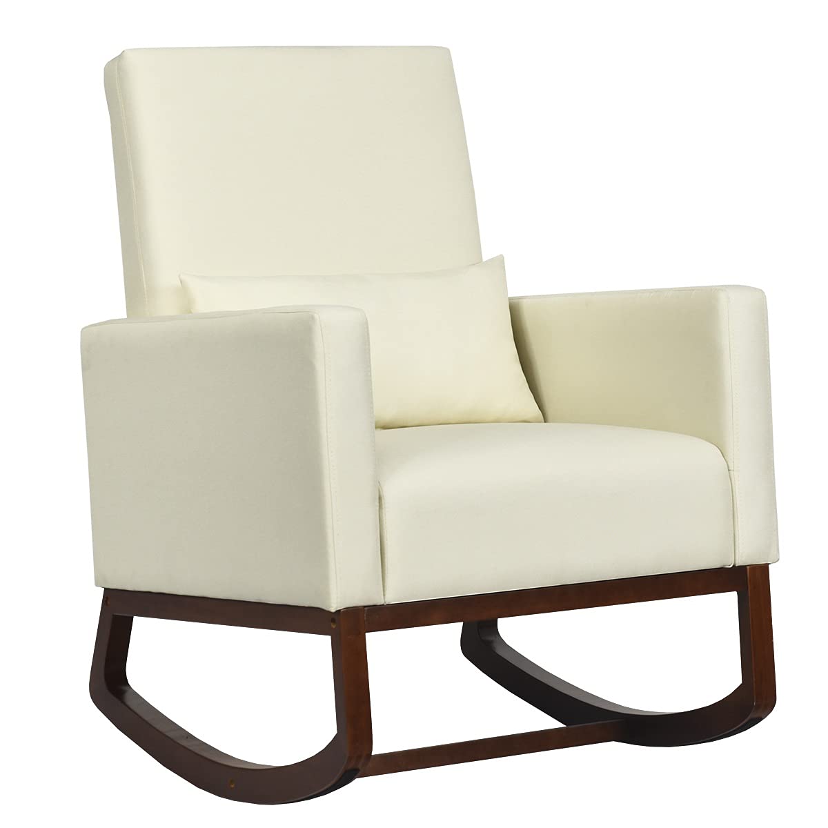 Giantex Upholstered Rocking Chair, Modern High Back Armchair