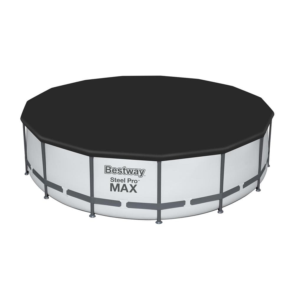 Bestway Pro MAX 15 ft. x 15 ft. Round 48 in. Deep Metal Frame Above Ground Swimming Pool with Pump & Cover 56690E-BW