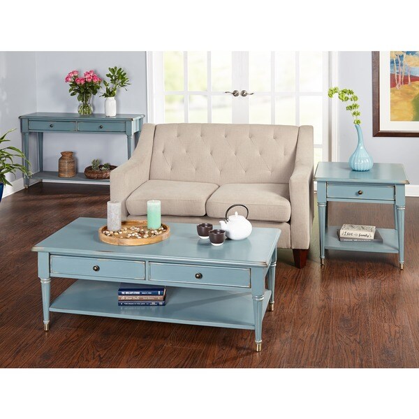 Simple Living Emilia Antique Blue Sofa Table