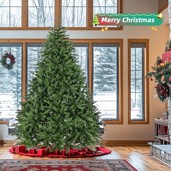 7ft PreLit Artificial Holiday Christmas Tree with 700，Warm White Lights，2231 Branch Tips and Foldable Base