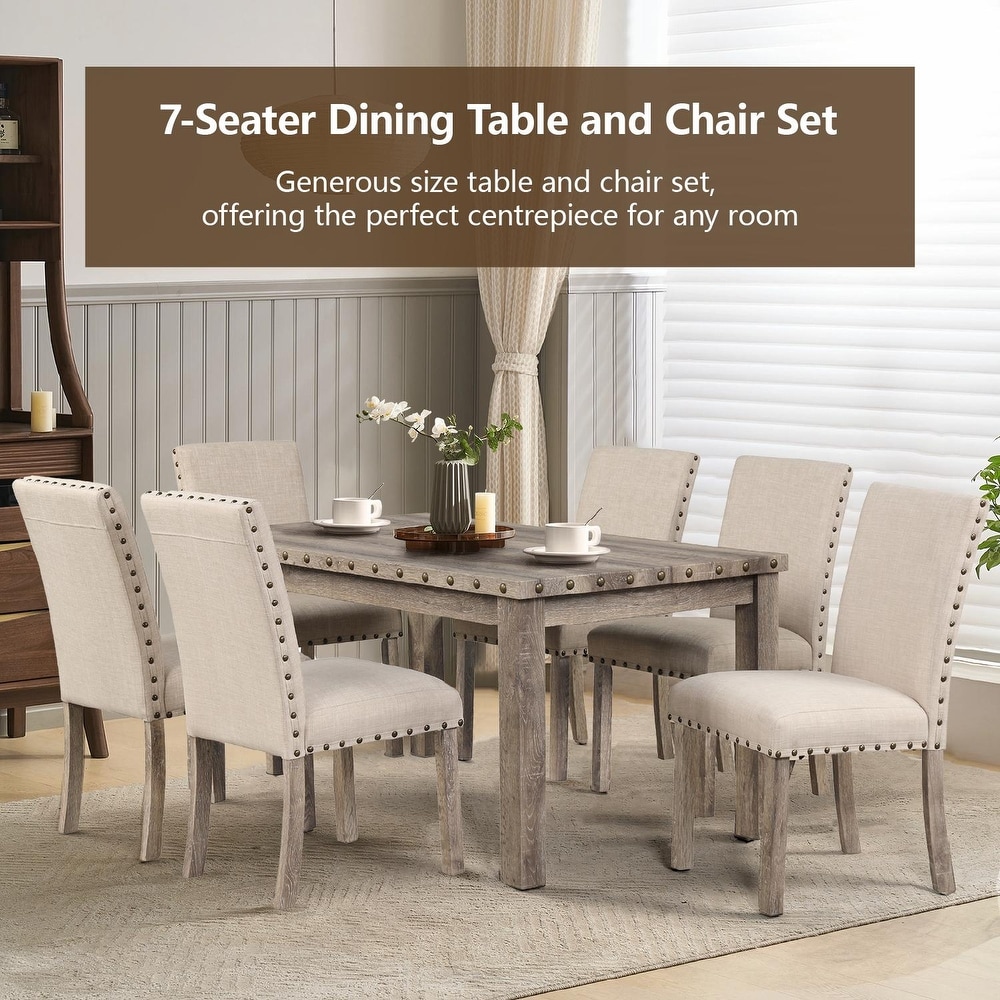 Morden Fort Rectangular Chair 7 piece Dining Table Set