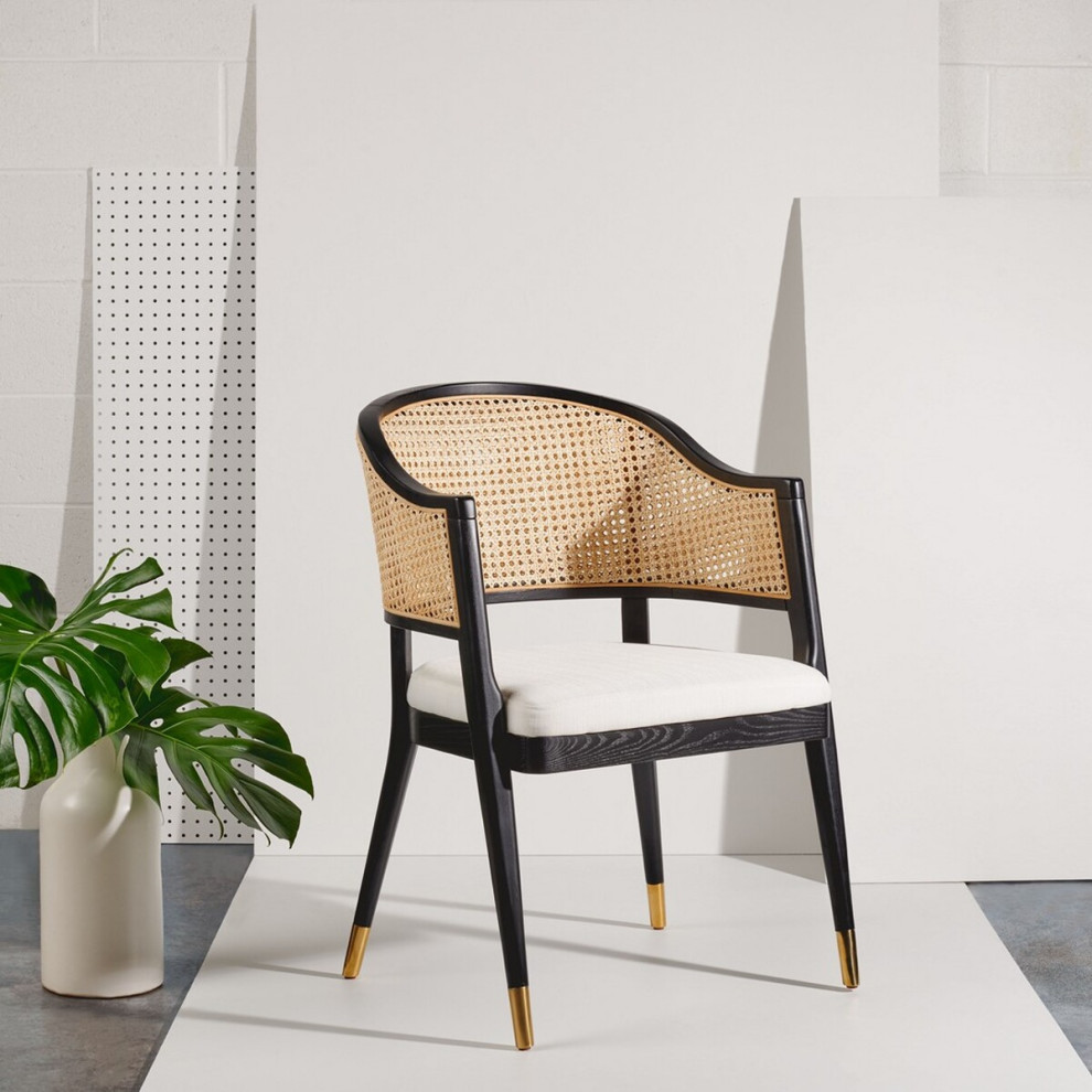 Joliet Rattan Dining Chair Black/Natural Set of 2   Tropical   Dining Chairs   by Virgil Stanis Design  Houzz