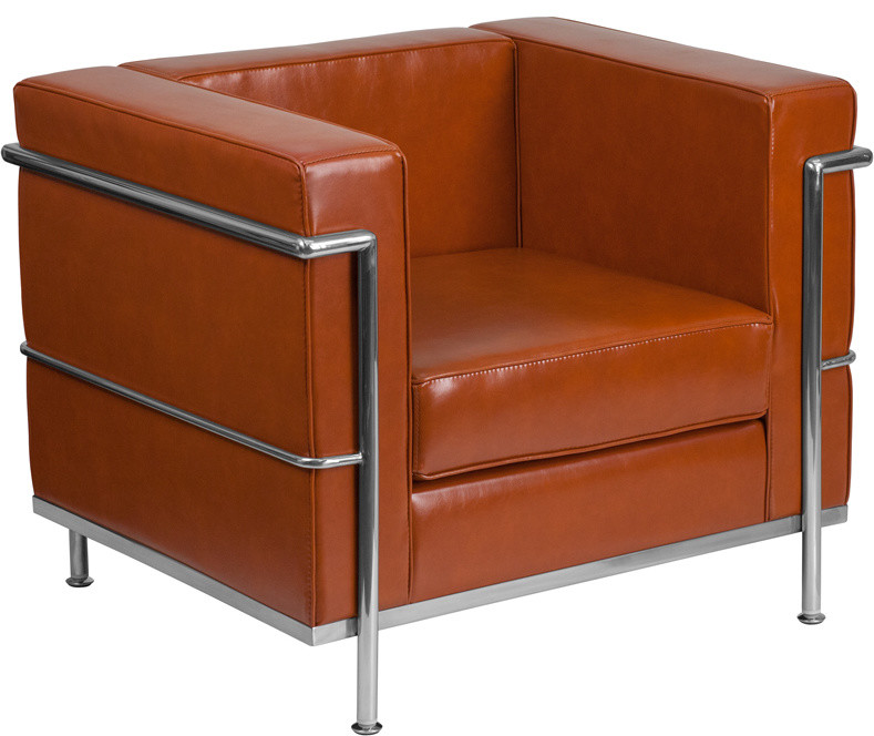 Cognac Leather Chair   Contemporary   Armchairs And Accent Chairs   by VirVentures  Houzz