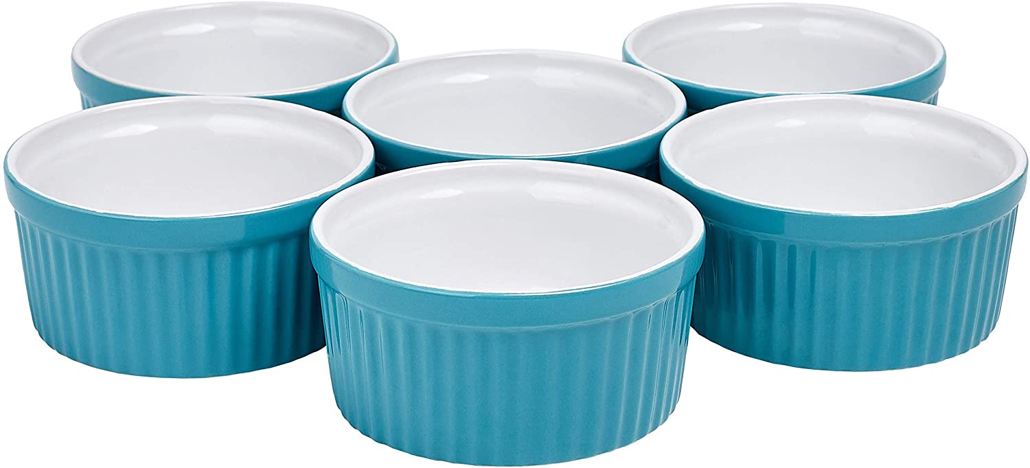 Bruntmor Ceramic Ramekins Souffle Dishes Ramekins - 8 Ounce For Souffle Creme