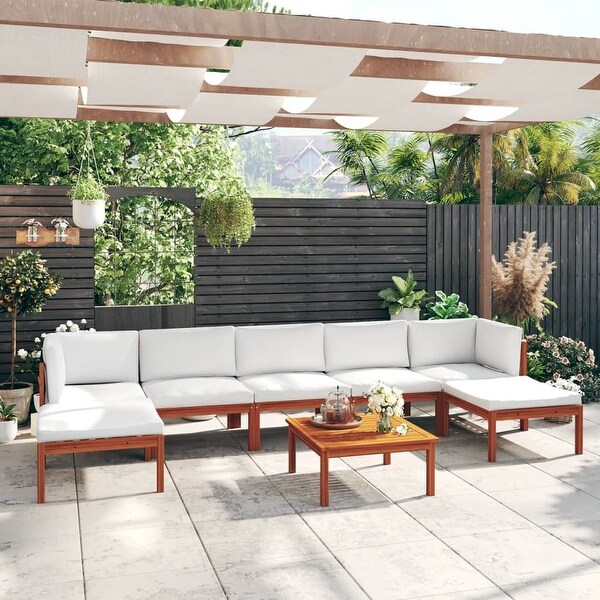 vidaXL Patio Lounge Set Outdoor Sectional Sofa with Cushions Solid Acacia Wood