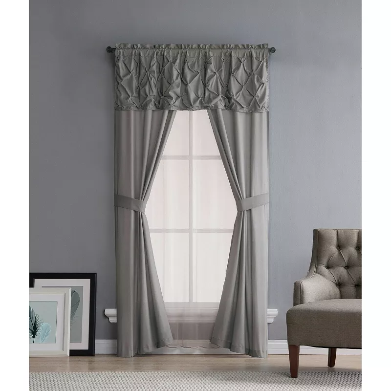 Kate Aurora Complete 5 Pc. Ruffled Window in a Bag Curtain Set