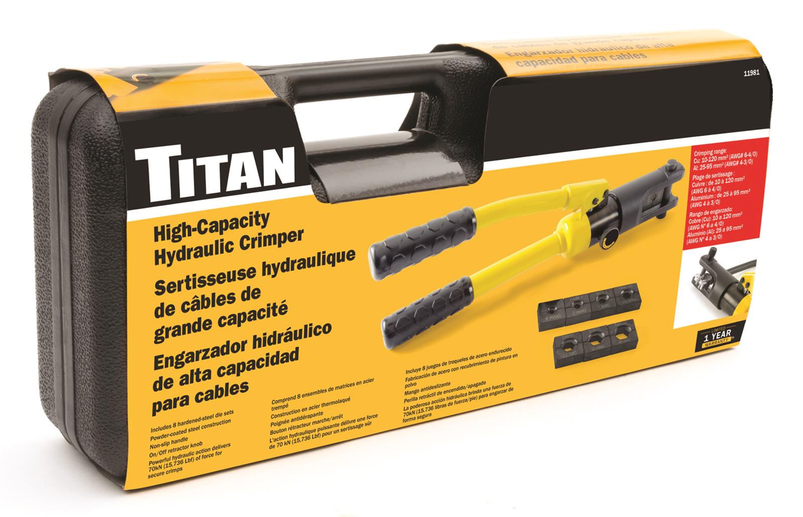 Titan Tools 11981 Titan 7.5-Ton Hydraulic Cable Crimpers