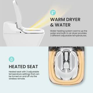 VOVO Stylement Tankless Smart One Piece Bidet Toilet Square in White Auto Flush Heated Seat PB-101S