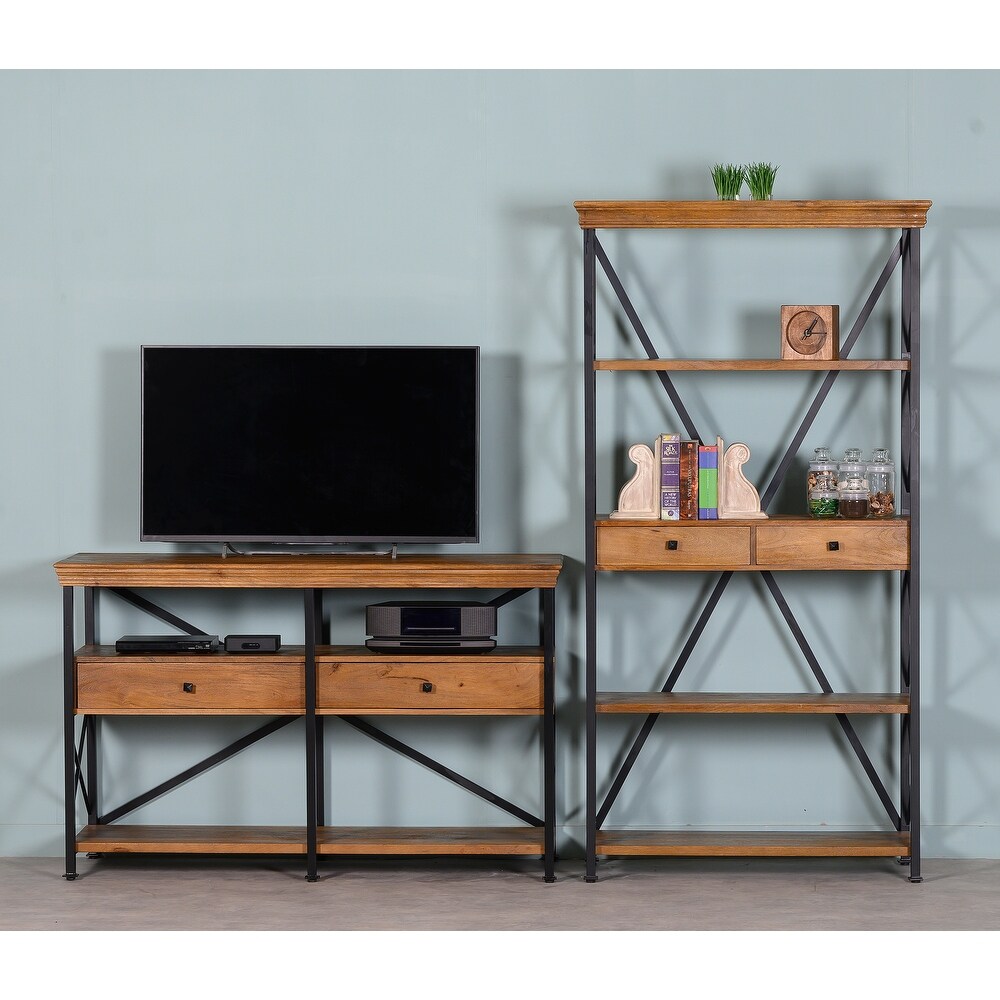 Dakota Wood Metal Tall Etagere Bookshelf