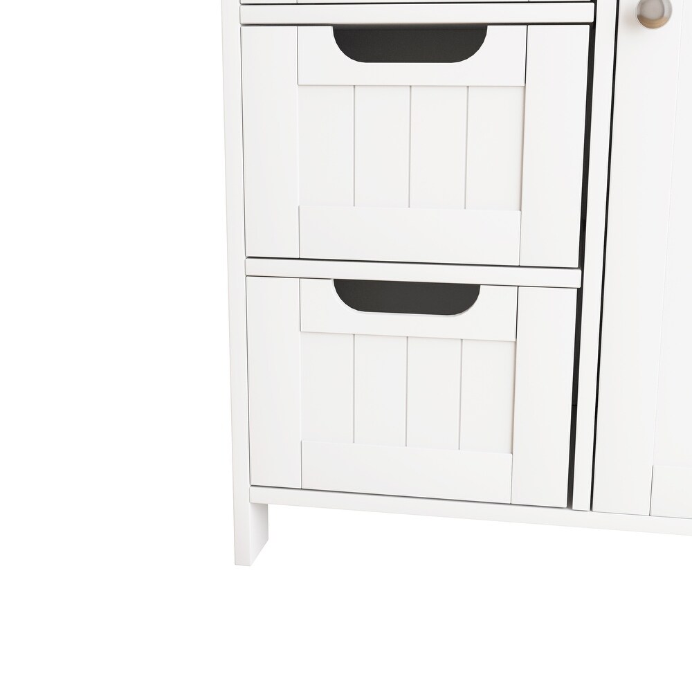 Bathroom Storage Cabinet Floor Cabinet with Adjustable Shelf  Drawers