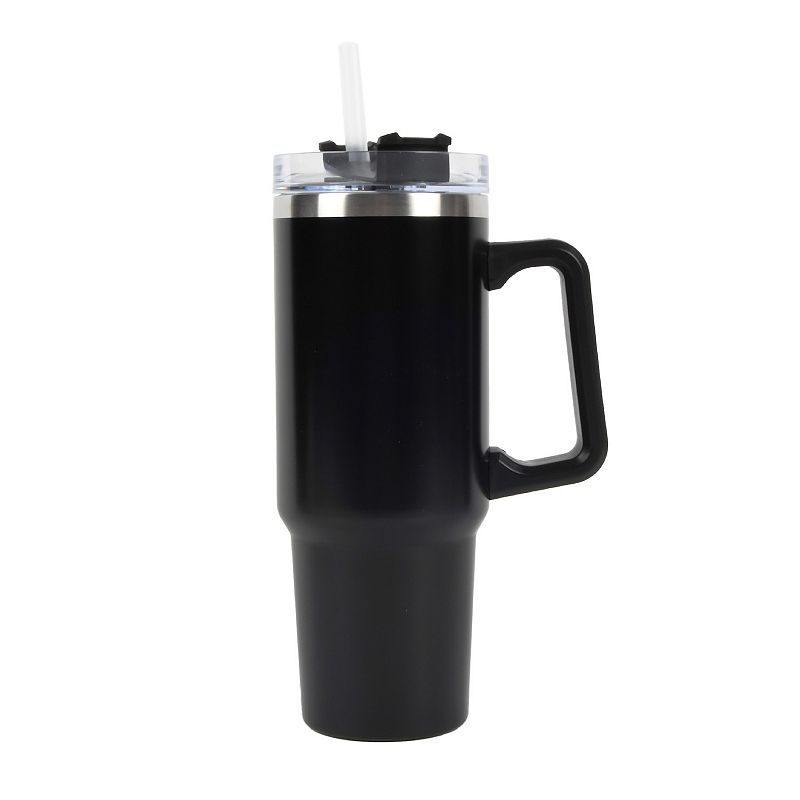 New View Gifts and Accessories Stainless Steel 30-oz. Tumbler with Straw - Black