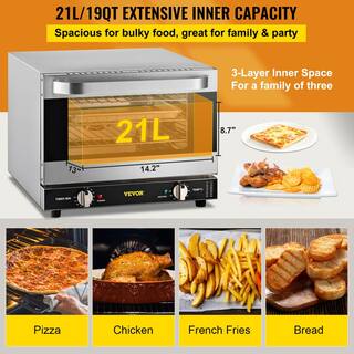 VEVOR 1440-Watt Commercial Convection Oven 19 qt. Quarter-Size Conventional Oven 3-Tier Toaster Electric Baking Oven 120-Volt RFXHLM20L110VGKHUV1