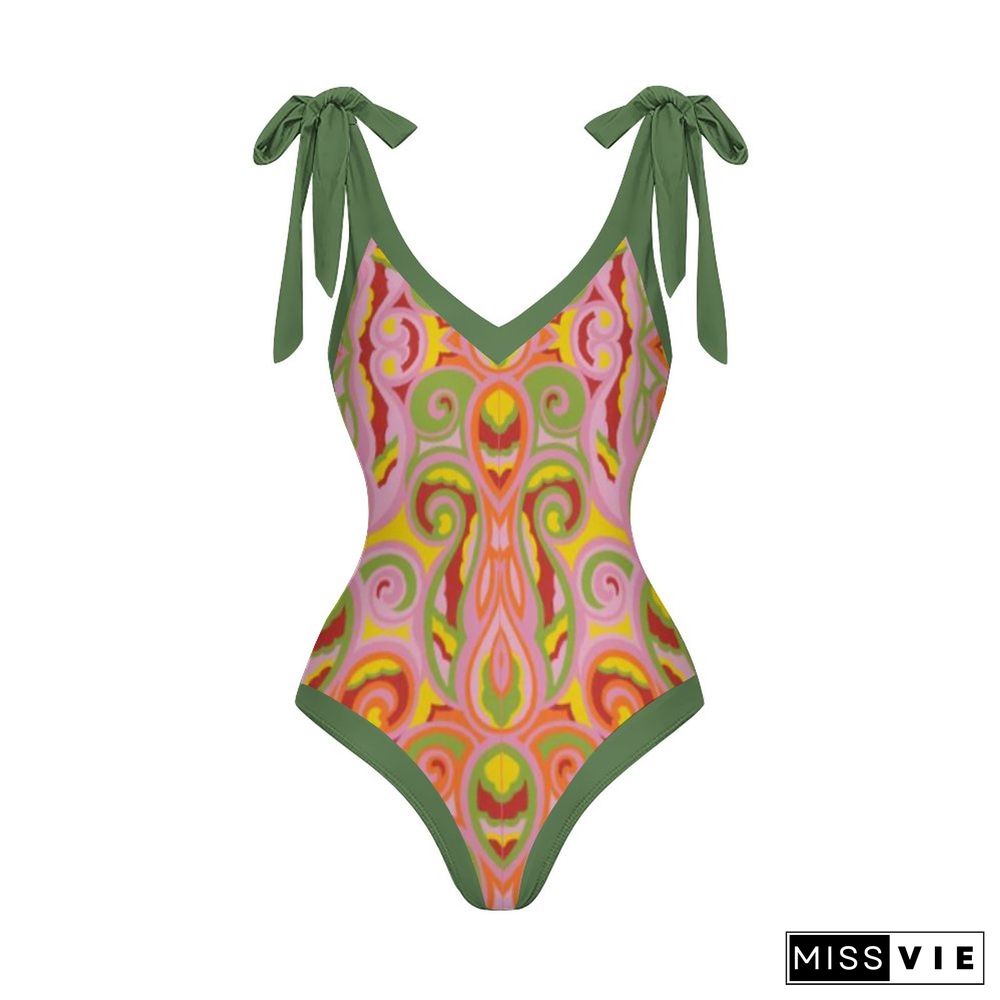 Casual Printed One-Piece Swimsuit And Cover Up