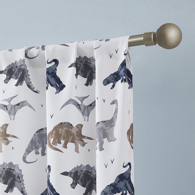 Hopscotch Dino Print Room Darkening Set of 2 Window Curtain Panels