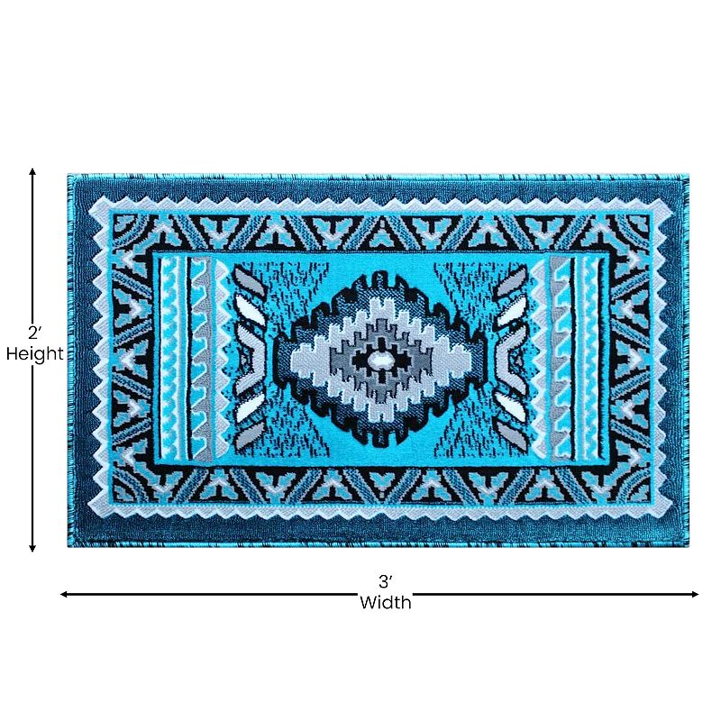 Masada Rugs Masada Rugs 2'x3' Southwest Native American Décor Area Rug in Turquoise - Design D143