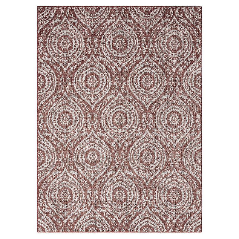 Nicole Miller New York Patio Country Zoe Moroccan Damask Indoor Outdoor Area Rug